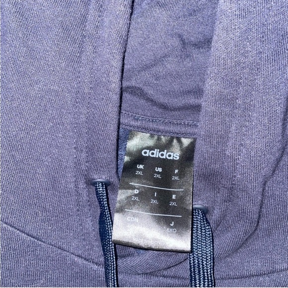 Adidas Navy Hoodie with Dark Blue Drawstrings - Picture 2 of 3